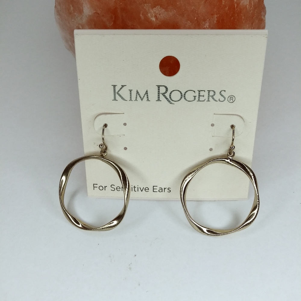 Kim Rogers Earrings Gold Tone Abstract Circle Dangle Minimalist